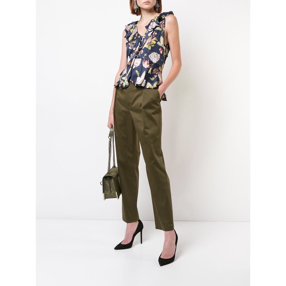 Alice & Olivia Grady tapered army green trousers